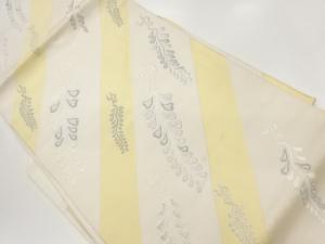 作家物　斜め縞に藤模様織出し名古屋帯